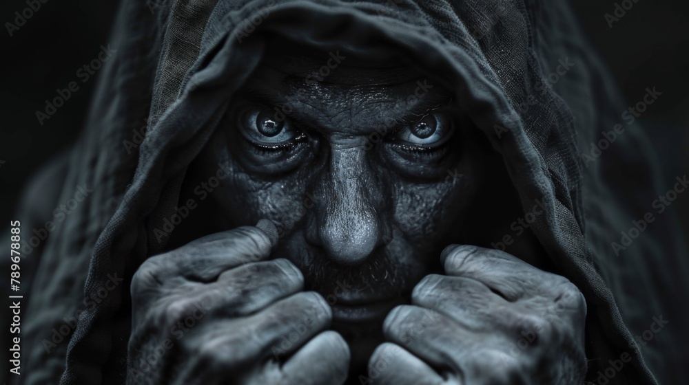 A close up of a man with his hands in front of him, AI A close up of a man with his hands in front of him, AI