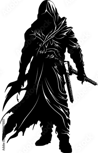 Dark Defender Reaper Weapon Emblem Soul Stalker Combat Reaper Logo Vector © BABBAN
