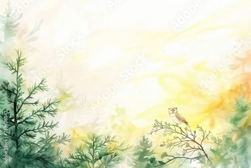 Watercolor. Forest. Background. Wallpaper.