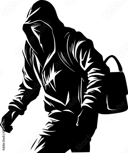 Thiefs Take Robber Vector Icon Shadow Sack Stolen Bag Emblem Design