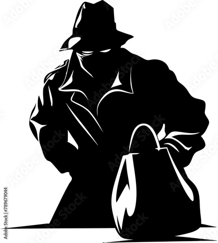 Looted Loot Robber with Stolen Bag Symbol Design Covert Cache Stolen Bag Vector Emblem