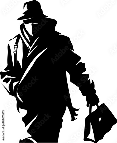 Filched Fortune Stolen Bag Vector Emblem Shadowy Spoils Robber Emblem Logo