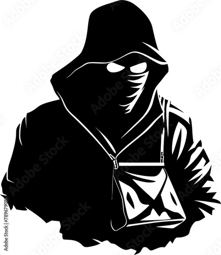 Shadow Sack Robber with Stolen Bag Emblem Logo Bandits Haul Stolen Bag Vector Emblem