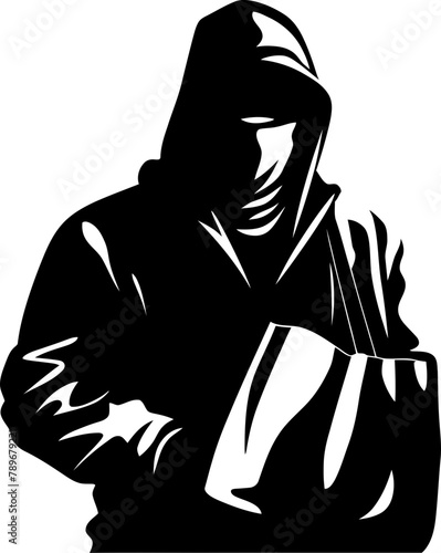 Sneaky Sack Robber with Stolen Goods Vector Design Looted Legacy Stolen Bag Icon Vector