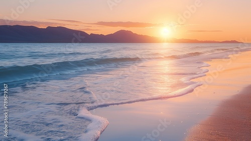 Person on beach at sunset admiring the water, sky, and natural landscape