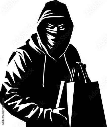 Phantom Plunder Stolen Bag Symbol Thiefs Trophy Robber with Loot Vector