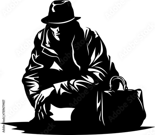 Thiefs Trophy Robber with Loot Vector Pilfered Possession Stolen Bag Icon Design
