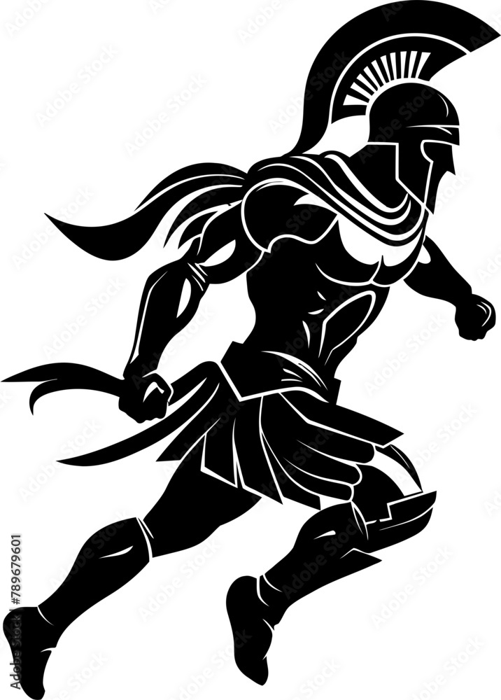 Fototapeta premium Speedy Sprinter Sentinel Gladiator Icon Design Racing Roman Warrior Sprint Symbol