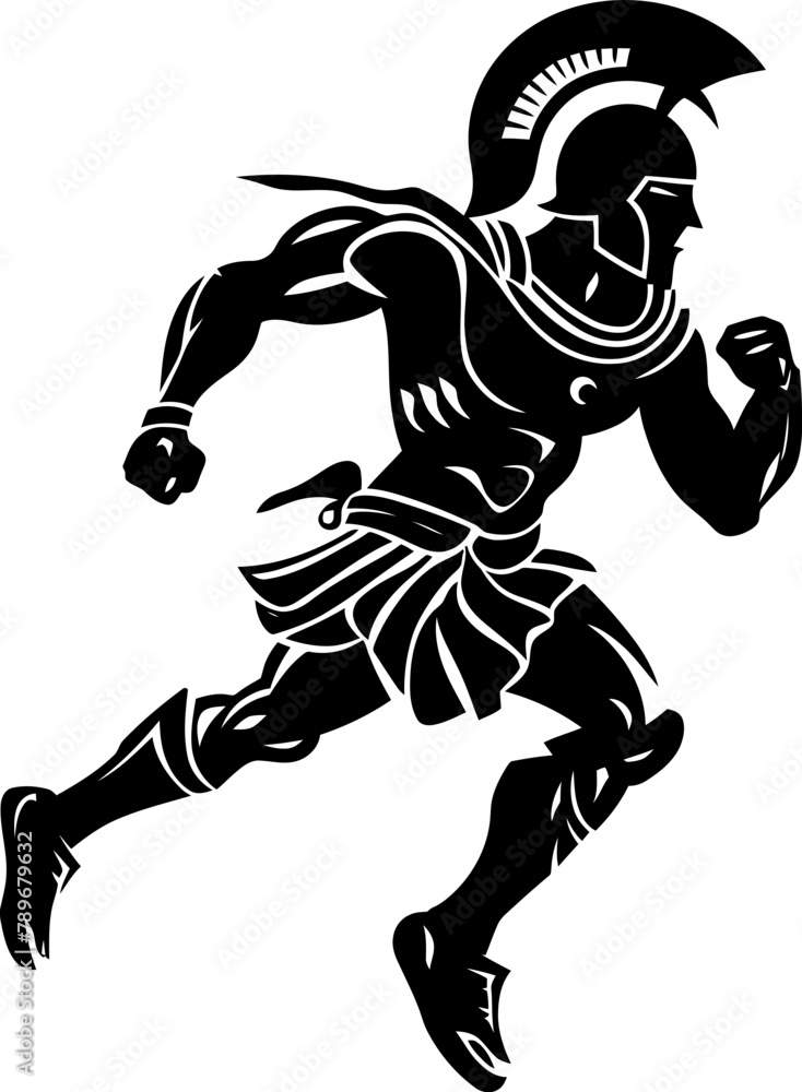 Fleet footed Fury Gladiator Warrior Vector Logo Speedy Spartan Sprint Running Warrior Emblem Fleet footed Fury Gladiator Warrior Vector Logo Speedy Spartan Sprint Running Warrior Emblem
