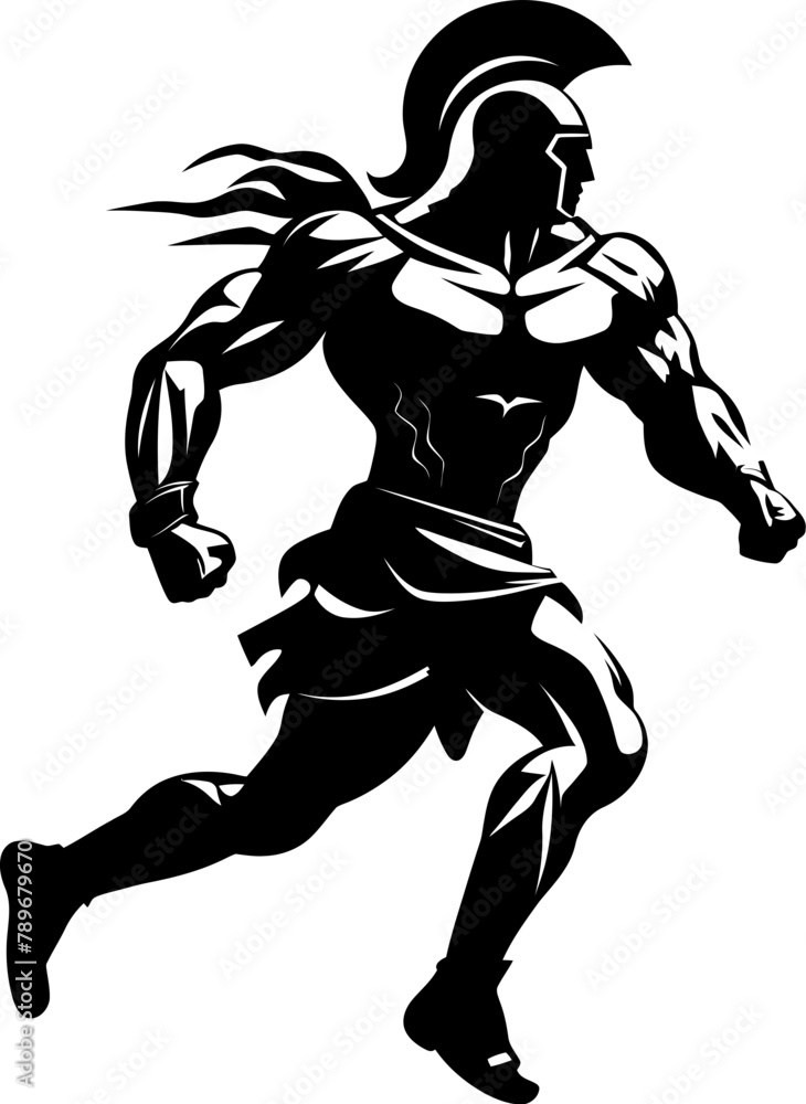 Fototapeta premium Velocity Vanguard Gladiator Sprint Vector Logo Rapid Runners Resolve Warrior Emblem Design