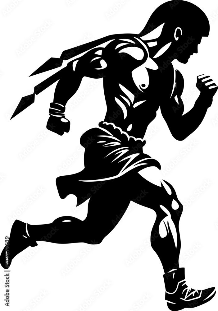 Swift Stride Sentinel Running Warrior Symbol Speedy Spartan Sprint Gladiator Icon Vector Swift Stride Sentinel Running Warrior Symbol Speedy Spartan Sprint Gladiator Icon Vector