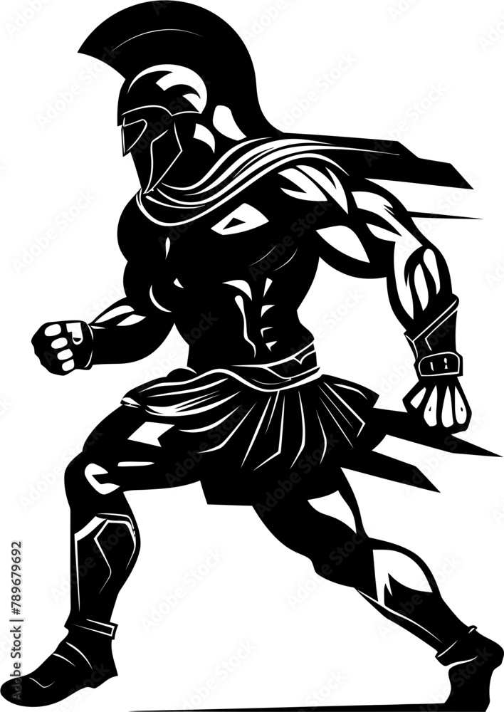 Fototapeta premium Agile Arena Assault Gladiator Warrior Emblem Swift Spartan Stride Warrior Sprint Vector Logo