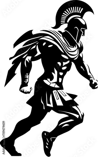 Rapid Runners Resolve Warrior Icon Design Swift Stride Sentinel Running Gladiator Symbol