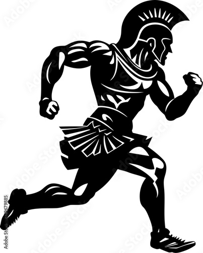 Racing Roman Warrior Sprint Emblem Agile Arena Assault Running Gladiator Vector Logo