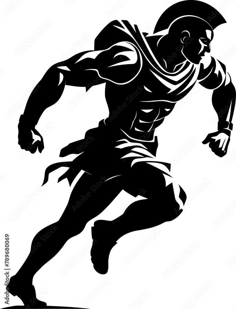 Obraz premium Speedy Centurion Warrior Vector Logo Agile Arena Champion Gladiator Emblem Design