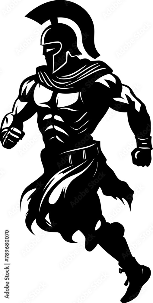 Fototapeta premium Fast paced Fighter Warrior Vector Logo Sprinting Sentinel Gladiator Emblem Design