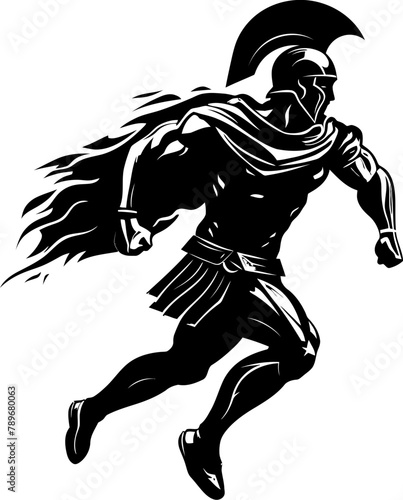 Speedster Swordsman Gladiator Warrior Emblem Racing Roman Running Gladiator Icon