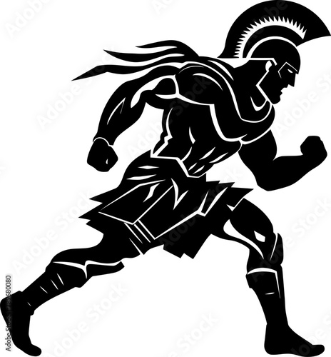 Agile Arena Champion Gladiator Emblem Design Swift Legionnaire Running Warrior Icon