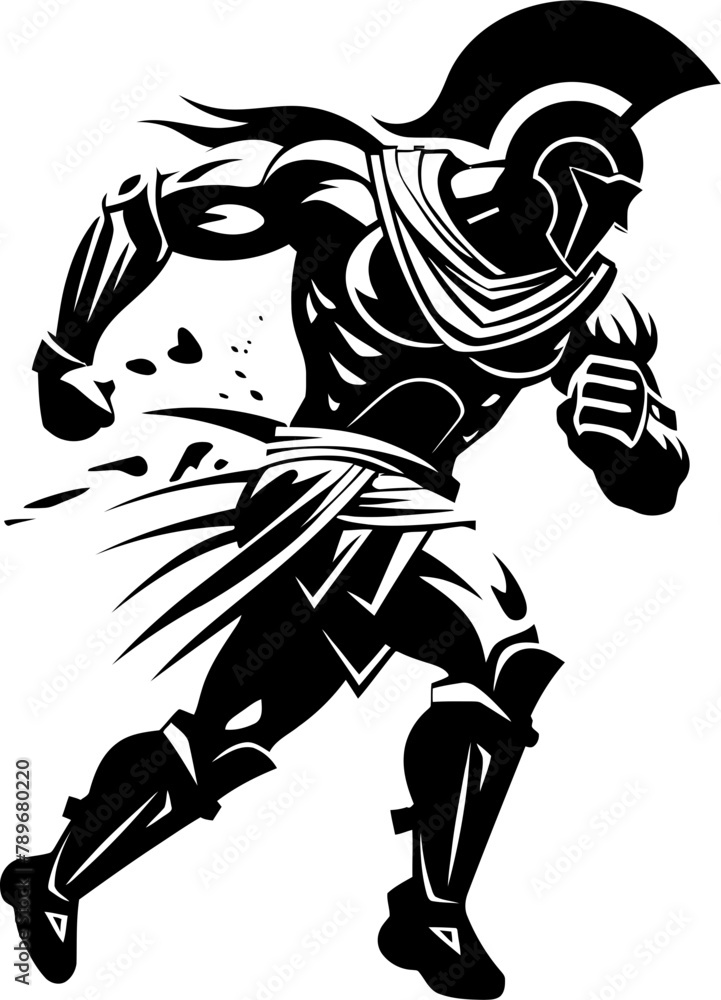 Fototapeta premium Fast paced Fighter Warrior Vector Logo Sprinting Sentinel Gladiator Emblem Design