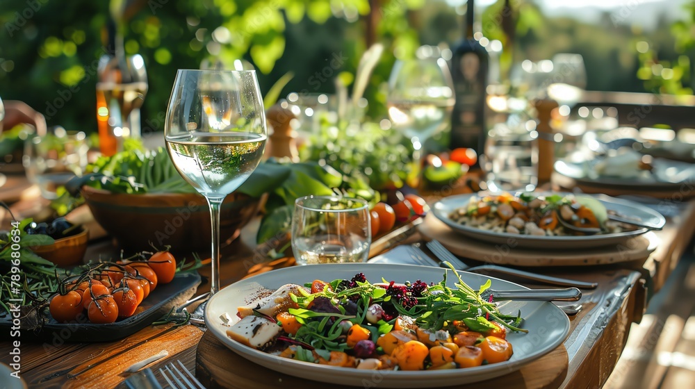 Showcase a farmtotable dining experience, emphasizing the connection between local farmers and sustainable culinary practices