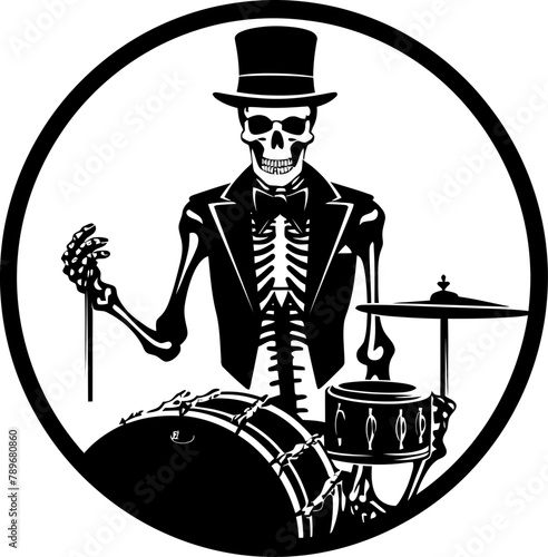 Death Drummer Skeleton Drummer Logo Phantom Percussionist Rock Musician Icon