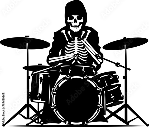 Skeletal Beats Musician Skeleton Vector Death Drummer Skeleton Drummer Logo