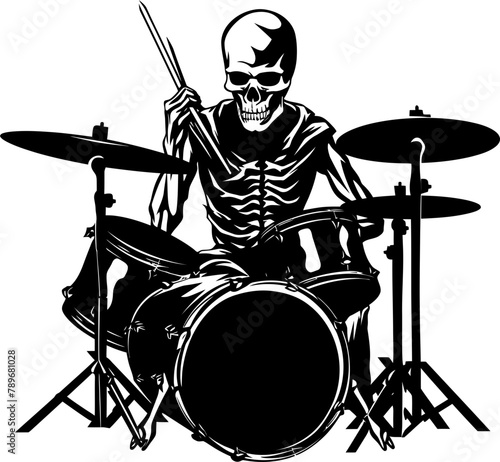 Skeleton Jam Drummer Vector Design Rockin Ribs Musician Skeleton Icon
