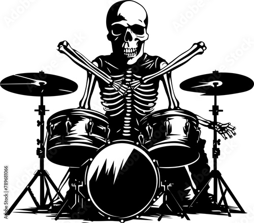 Ghostly Grooves Drummer Vector Icon Xylophone Bones Skeleton Drummer Emblem