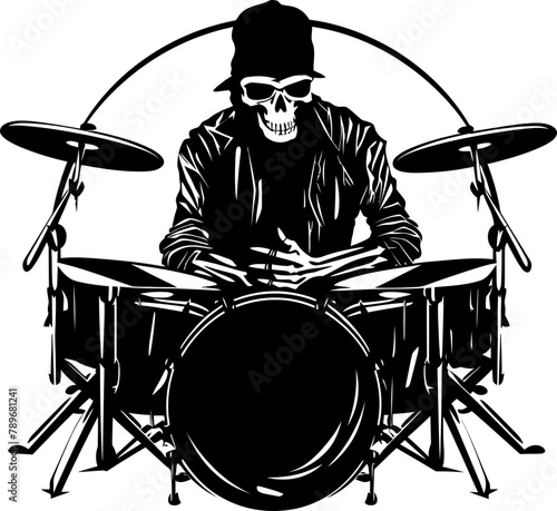Skeletal Serenade Rock Musician Vector Symbol Bone Beat Skeleton Drummer Icon Design