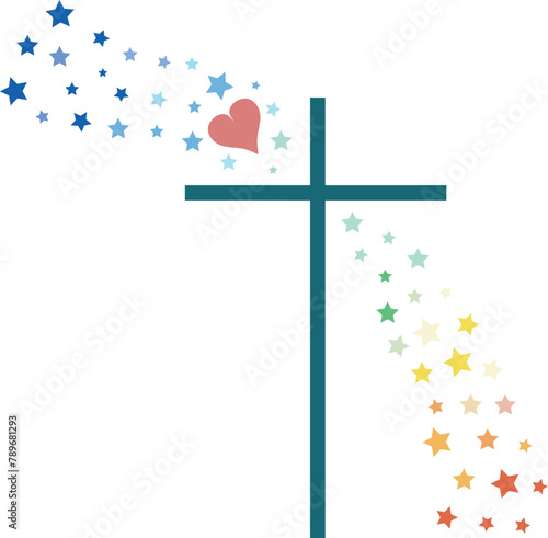 Kreuz mit Regenbogen aus Sternen photo