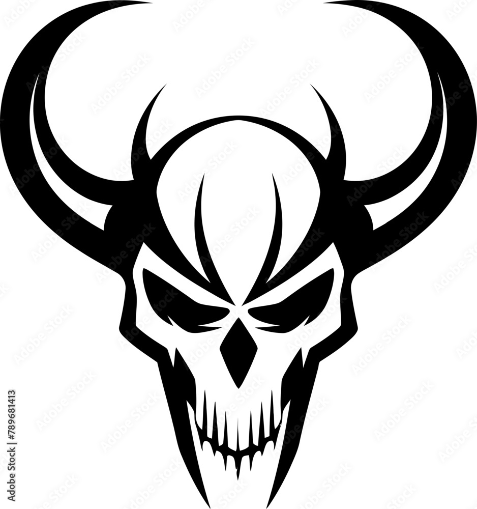 Infernal Icon Horned Skull Design Demonic Decree Skull Horn Logo