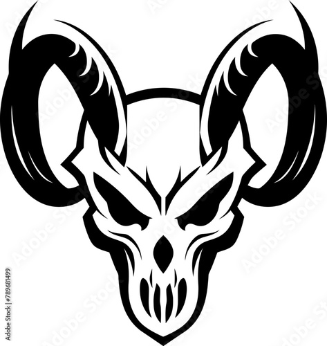 Hellfire Horns Skull Emblem Logo Diabolic Decapitation Horned Skull Symbol