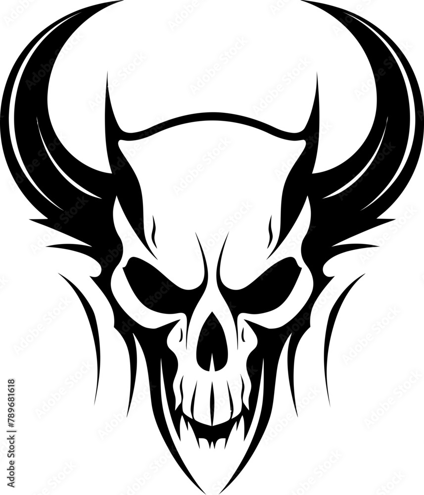 Demonic Designation Skull Icon Emblem Infernal Inspiration Horned Skull Symbol