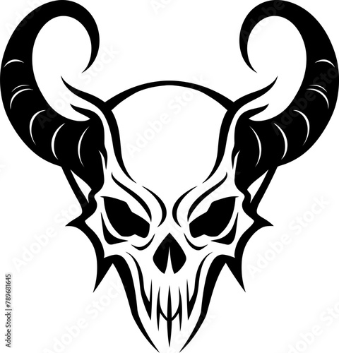 Malevolent Horned Head Logo Vector Inferno Crown Demon Skull Icon