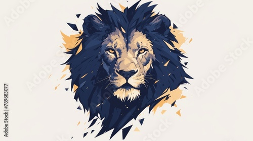 Illustration of a 2d icon depicting a lion s head photo