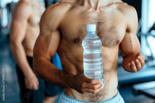 An unrecognizable young man in sportswear at the gym and his hand a water bottle, a young gymnastic man with a water bottle, drinking water at the gym, a man with water bottle, gym, drinking water gym
