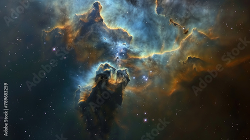 Mystical Blue Nebula Clouds in Deep Space © Sviatlana