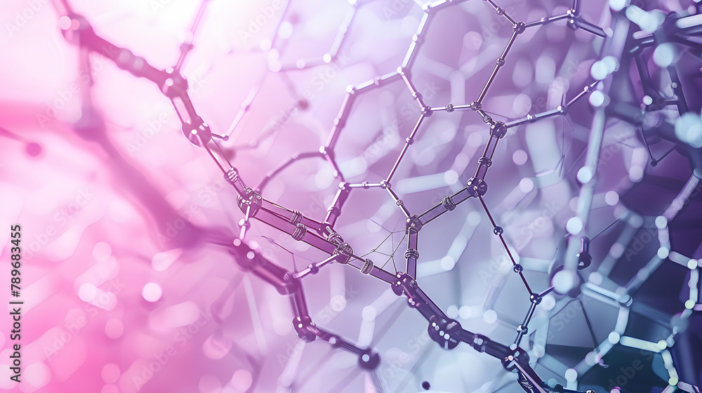 Abstract hexagonal surface with low poly tech and digital connections in pink. cyan Abstract hexagonal surface with low poly tech and digital connections in pink. cyan