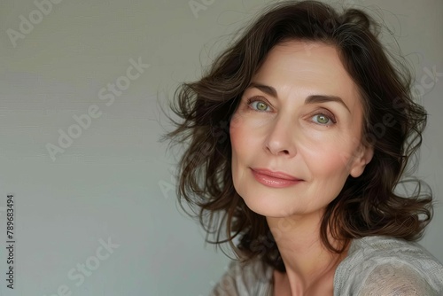 portrait of attractive mature woman with healthy skin beauty concept
