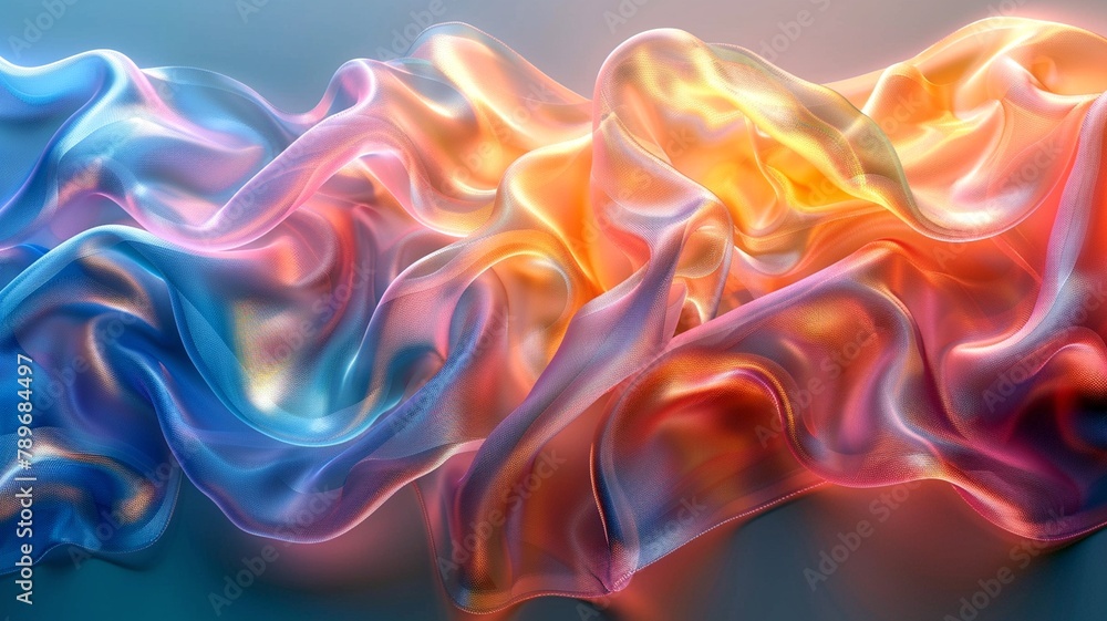Obraz premium 抽象的な虹色の絹の波の背景テクスチャ