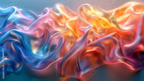 抽象的な虹色の絹の波の背景テクスチャ photo