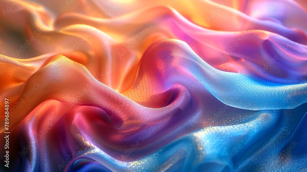 Obraz premium 抽象的な虹色の絹の波の背景テクスチャ