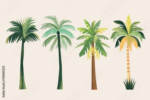 Set of minimalist palm tree illustrations perfect for tropical-themed designs and vacation graphics