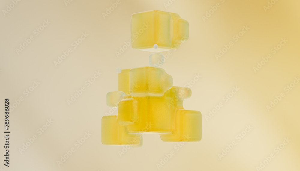 Yellow ice cubes abstract figure Yellow ice cubes abstract figure