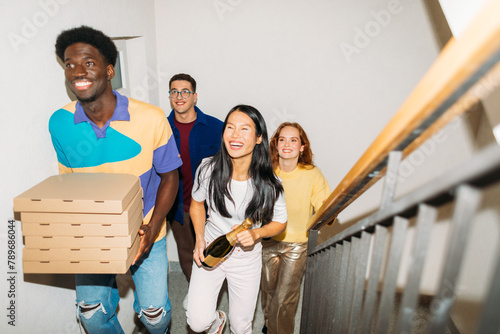 Friends arriving at party photo