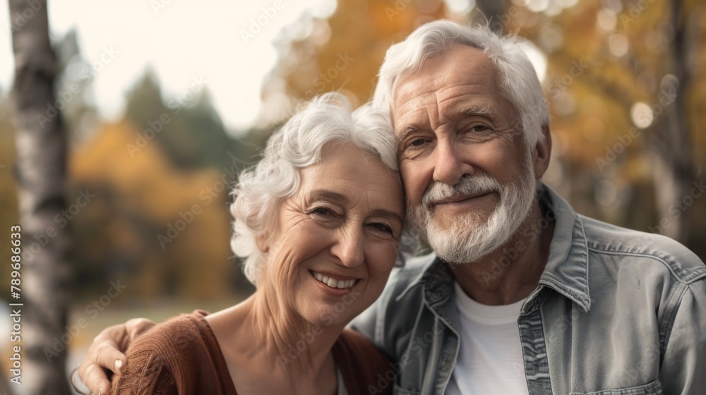 A man and woman smiling for the camera in a park, AI A man and woman smiling for the camera in a park, AI