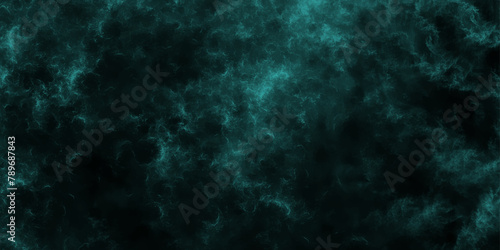Aquamarine and teal abstract glowing space stars. Teal color powder explosion  isolated on dark cosmic powder Scattered Copy Space messy. Abstract galaxy painting. Marble ink nebula.