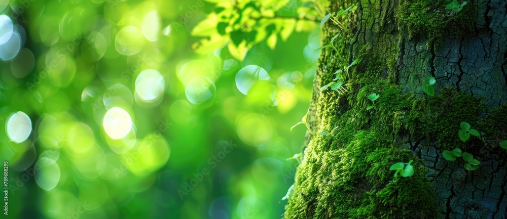 Fototapeta premium green moss on tree in forest