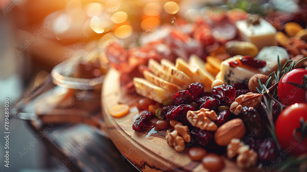 prosciutto plate with olives cheeses herbs oil nuts dry fruits prosciutto plate with olives cheeses herbs oil nuts dry fruits
