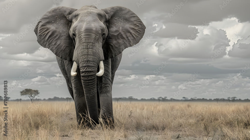 Naklejka premium Impressive elephant. full body